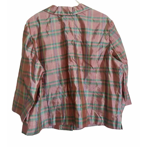 Vision Apparel Plaid Shimmer 3X Blouse - Picture 2 of 9